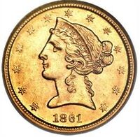  5 долларов 1839-1866 годов, Свобода, фото 1 