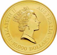  10 000 долларов 1991 года, Красный кенгуру - слиток, фото 1 