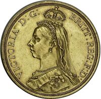  2 фунта 1887 года, 50 лет правления Королевы Виктории, фото 1 