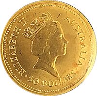  50 Долларов 1987 года, Австралийский самородок - самородок Hand of Faith 1980, фото 1 