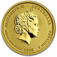  5 долларов 2008 года, Год мыши - цветная, фото 1 