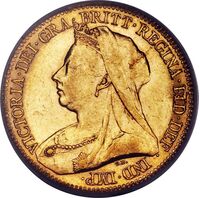  1/2 соверена 1893-1901 годов, Королева Виктория, фото 1 