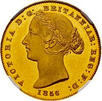  1 соверен 1856 года, Королева Виктория - шаблон, фото 1 