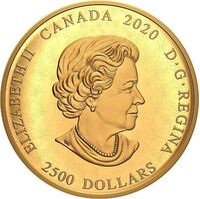  2 500 долларов 2020 года, Переосмысленный герб Доминиона Канады 1905 года, фото 1 