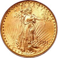  20 долларов 1908-1933 годов, Двуглавый орел Святого Годена, фото 1 