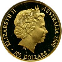  100 долларов 2000 года, Олимпийский факел, фото 1 