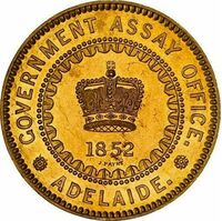  5 фунтов 1852 года, Аделаида - инициалы медальера, фото 1 