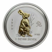  1 доллар 1999 года, Год Кролика/позолоченный, фото 1 