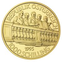  1000 Шиллингов 1995 года, 50 лет Второй Республике, фото 1 