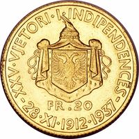  20 франга ари 1937 года, 25 лет Независимости, фото 1 