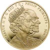  5 фунтов 2017г, 70 лет свадьбе Королевы Елизаветы II и Принца Филиппа, фото 1 
