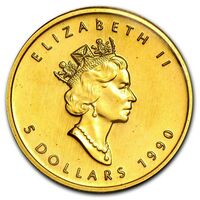 5 долларов 1990-2003 годов, Кленовый лист, фото 1 