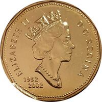 1 доллар 2002 года, 50 лет правлению Королевы Елизаветы II. Золото, фото 1 