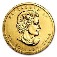  50 долларов 2004 года, 25 лет золотому кленовому листу, фото 1 