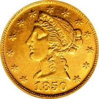  5 долларов 1850 года, Болдуин и компания, фото 1 