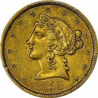  5 долларов 1852 года, Васс Молитор, фото 1 