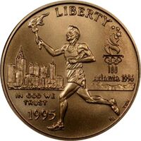  5 долларов 1995 года, XXVI летние Олимпийские Игры, Атланта 1996 - Бегун с олимпийским огнем, фото 1 