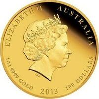 100 долларов 2013 года, Год змеи - цветная Proof, фото 1 