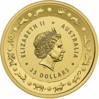  25 долларов 2019 года, Год свиньи - Королевский монетный двор. Украшенный аверс., фото 1 