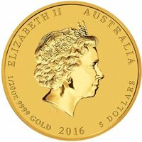  5 долларов 2016 года, Год обезьяны - цветная, фото 1 