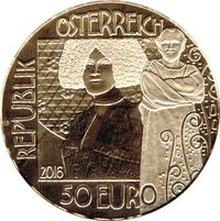  50 Евро 2016 года, Густав Климт – Поцелуй, фото 1 