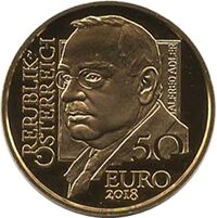  50 Евро 2018 года, Венская школа психотерапии - Альфред Адлер, фото 1 