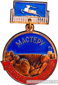  «Мастеру картофелеводу и овощеводу», знаки и жетоны героев труда и ударников первых пятилеток, фото 1 