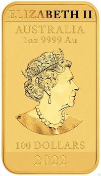  100 долларов 2022 года, Китайский дракон. Золото. Прямоугольник, фото 1 