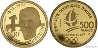  500 франков 1991 года «Пьер де Кубертен»(золото, Франция), фото 1 
