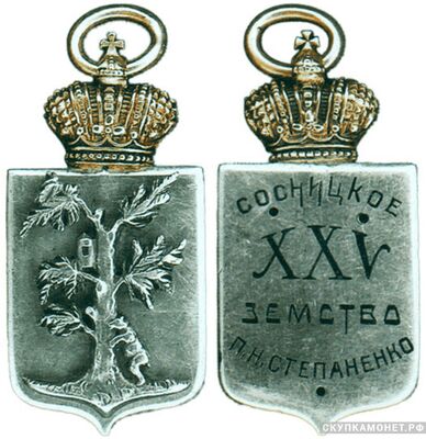  Жетон памятный Сосницкого земства, Россия, С.-Петербург 1908 - 1917 гг., фото 1 