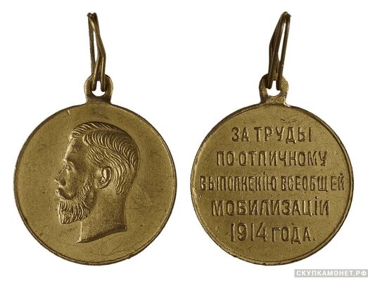  Медаль За труды по отличному выполнению всеобщей мобилизации, фото 1 