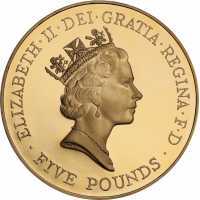  5 фунтов 1996г, 70 лет со дня рождения Королевы Елизаветы II, фото 1 
