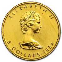  5 долларов 1982 - 1989 годов, Кленовый лист, фото 1 