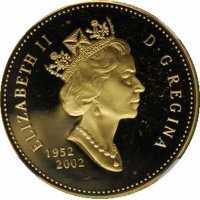  1 доллар 2002 года, 50 лет правлению Королевы Елизаветы II (золотое покрытие), фото 1 