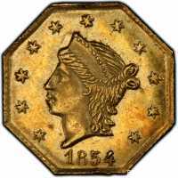  1/4 доллара 1854 года, Свобода (восьмиугольная), фото 1 