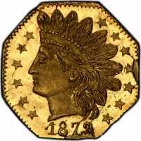  1/4 доллара 1872-1876 годов, Большая голова индейца (восьмиугольная), фото 1 