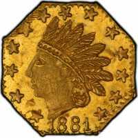  1/4 доллара 1875-1881 годов, Голова индейца (восьмиугольная), фото 1 