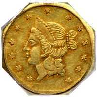  1 доллар 1854-1871 годов, Свобода (восьмиугольная), фото 1 