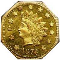  1 доллар 1872-1876 годов, Голова индейца (восьмиугольная), фото 1 