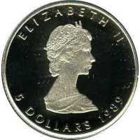  5 долларов 1988-1989 годов, Кленовый лист, фото 1 