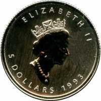  5 долларов 1990-1999 годов, Кленовый лист, фото 1 