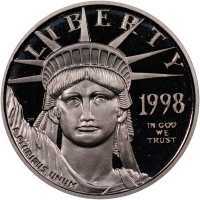  10 долларов 1998 года, Американский платиновый орел - Новая Англия, фото 1 