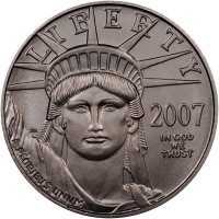  10 долларов 2007 года, Американский платиновый орел - Орел со щитом, фото 1 