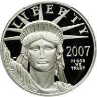  100 долларов 2007 года, Американский платиновый орел - Орел со щитом, фото 1 