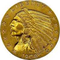  2 1/2 доллара 1908-1929 годов, Голова индейца, фото 1 