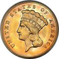  3 доллара 1854-1889 годов, Индейская голова, фото 1 