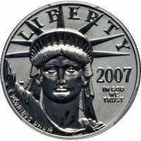  50 долларов 2007 года, Американский платиновый орел - Орел со щитом (матовое покрытие), фото 1 