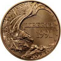  5 долларов 1991 года, 50 лет Национальному мемориалу Рашмор, фото 1 