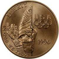  5 долларов 1996 года, XXVI летние Олимпийские Игры, Атланта 1996 - Флагоносец, фото 1 