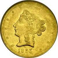  10 долларов 1855 года, Васс Молитор - Калифорнийская золотая лихорадка, фото 1 